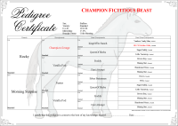 4 Generation Pedigree with Watermark, Decorative Border, Grid and Signature Line