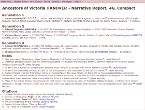 Ancestors Report, Compact Style