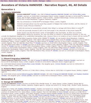 Ancestors Report, Normal Style