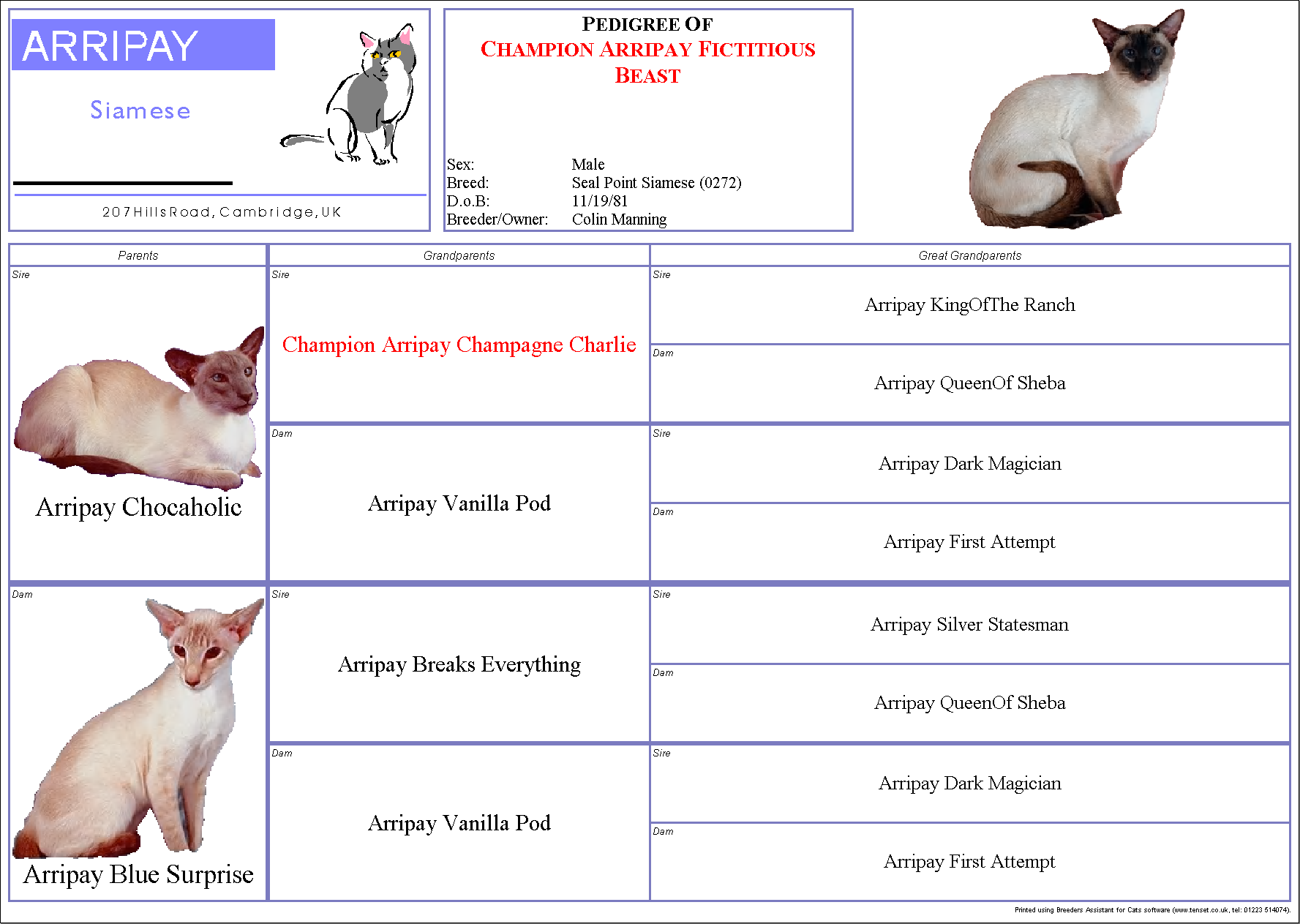 Pedigree Assistant Pedigree Certificate Layouts